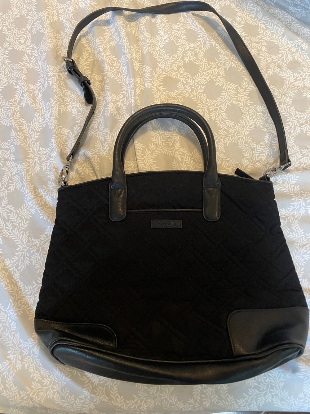 Vera Bradley Black Quilted Tote Bag with Adjustable Strap